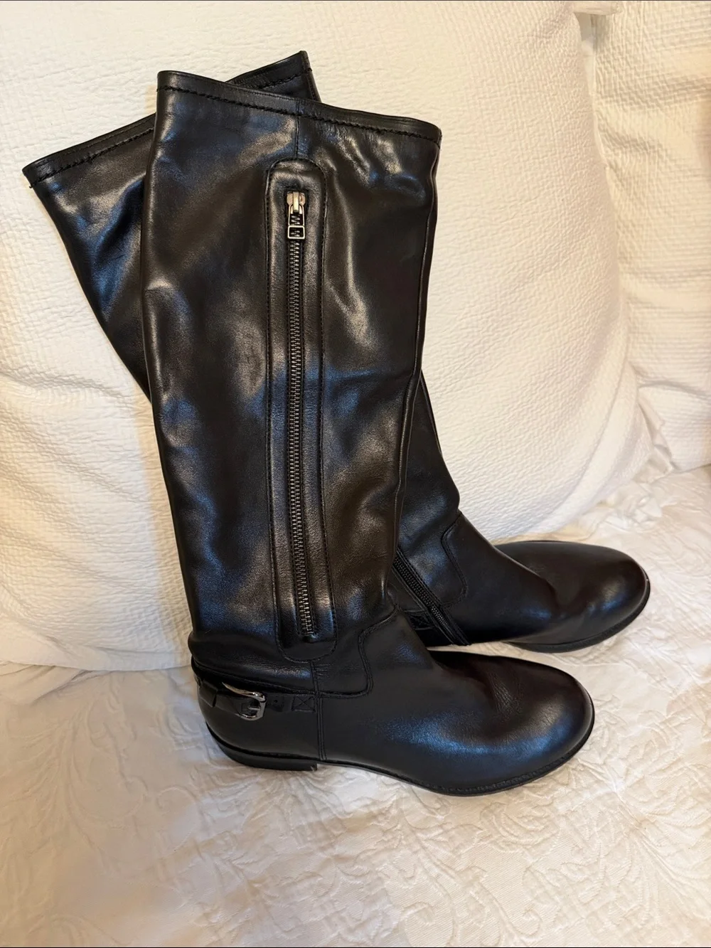 Steven By Steve Madden Tall Black Knee Leather Riding Boots